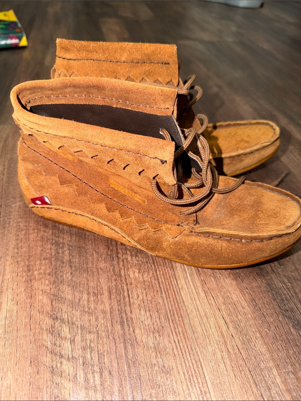 Women’s Oliberte moccasin style brown boot fringe size 37